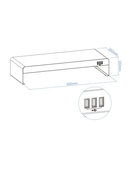 SOPORTE ELEVADOR PARA MONITORES 3XUSB TOOQ TQMR0124 NEGRO