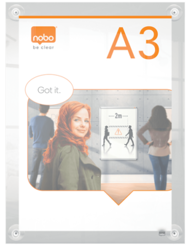 PORTAPOSTER ACRÍLICO TRANSPARENTE MURAL REMOVIBLE A3 NOBO 1915599