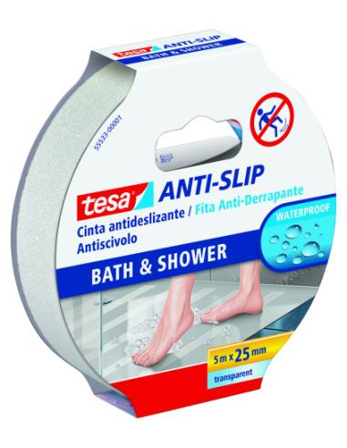 ROLLO CINTA SEGURIDAD ADHESIVA ANTIDESLIZANTE 25 MM X 5 METROS TRANSPARENTE TESA 55533-00001-11