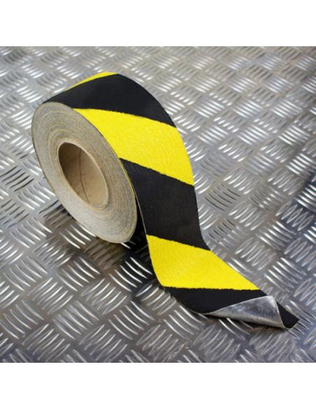ROLLO CINTA DE SEGURIDAD ADHESIVA ANTIDESLIZANTE 50MMX18,3METROS NEGRO/AMARILLO TARIFOLD 197604