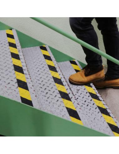 ROLLO CINTA DE SEGURIDAD ADHESIVA ANTIDESLIZANTE 50MMX18,3METROS NEGRO/AMARILLO TARIFOLD 197604