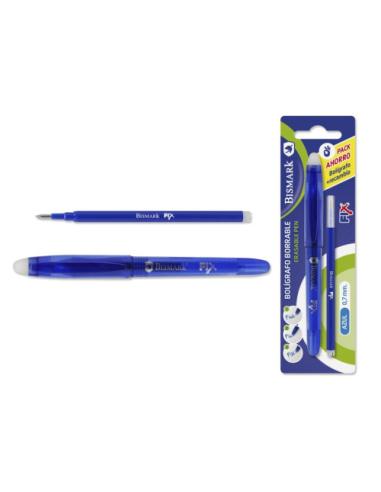 BOLIGRAFO BORRABLE C/CAPUCHON+1 RECAMBIO AZUL BISMARK 329570