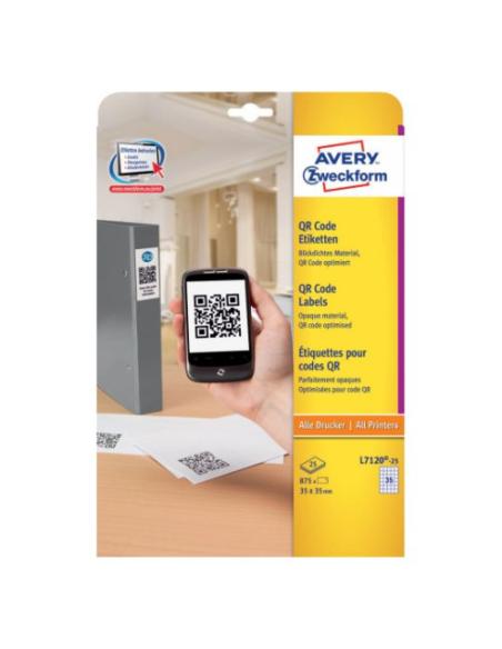Avery L7120-25 etiqueta autoadhesiva Plaza Permanente Blanco 875 pieza(s)