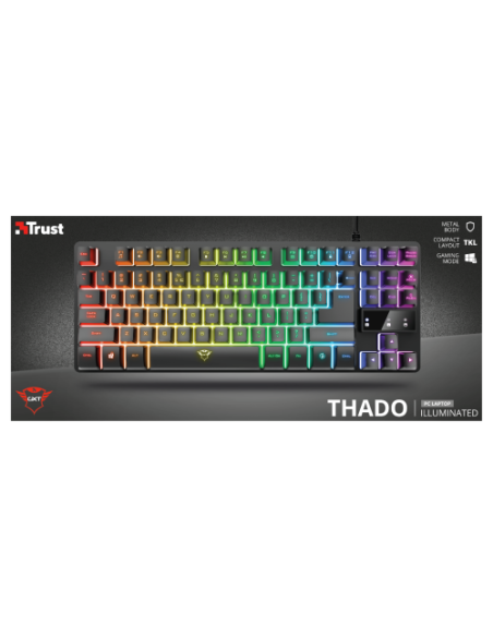 Trust GXT 833 Thado teclado USB Español Negro, Plata