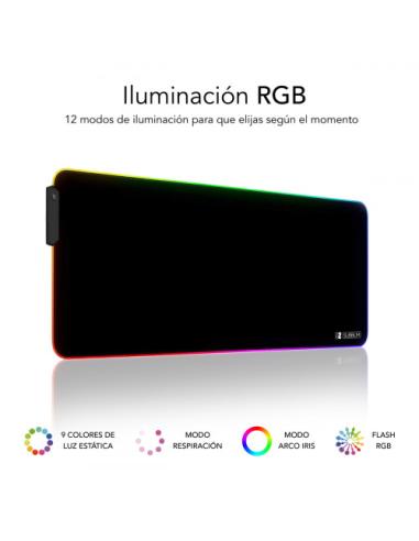SUBBLIM Alfombrilla/Tapete Ratón Luz LED RGB 9 colores Extra Grande