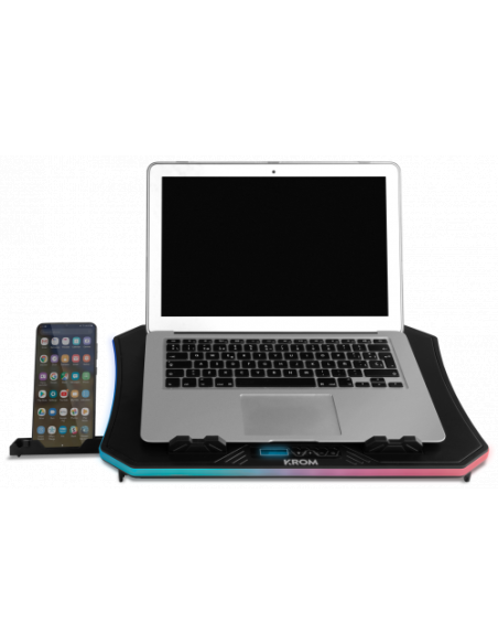 KROM BASE REFRIGERACION PORTATIL HASTA 19". SOPORTE SMARTPHONE. HUB 2 X USB. RGB (NXKROMKOOLER)
