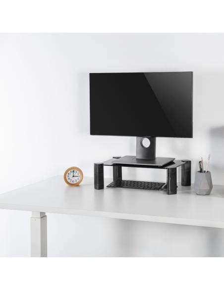 SOPORTE ELEVADOR CRISTAL PARA MONITOR-PORTATIL NEGRO AISENS MR01C-109