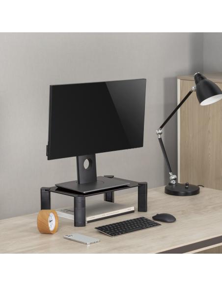 SOPORTE ELEVADOR CRISTAL PARA MONITOR-PORTATIL NEGRO AISENS MR01C-109