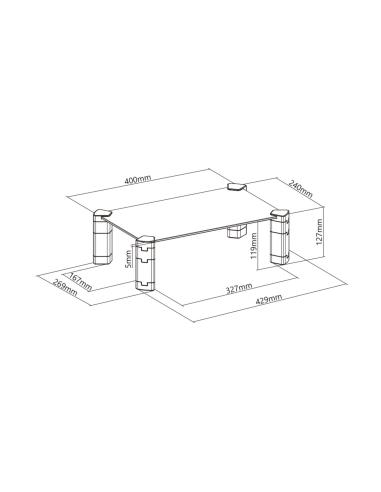 SOPORTE ELEVADOR CRISTAL PARA MONITOR-PORTATIL NEGRO AISENS MR01C-109