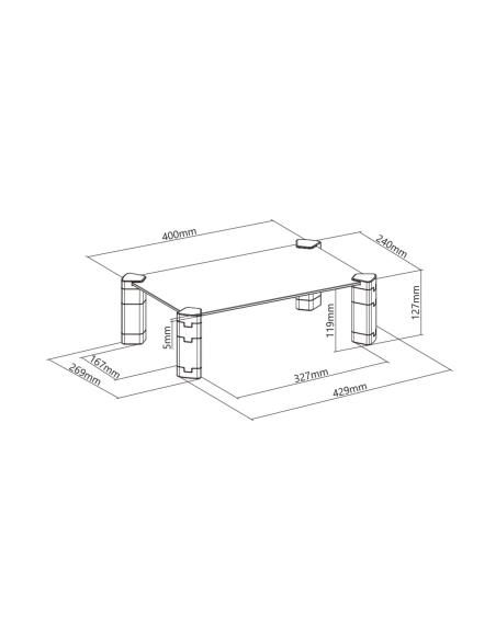 SOPORTE ELEVADOR CRISTAL PARA MONITOR-PORTATIL NEGRO AISENS MR01C-109