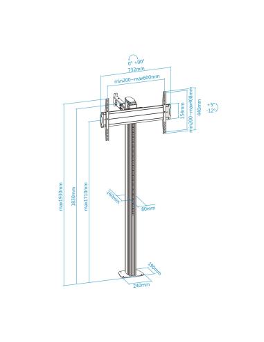SOPORTE DE SUELO FIJO ALUMINIO TV 37-70 90 TOOQ FS2270M-B