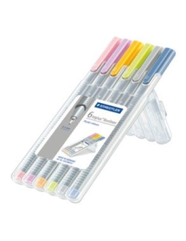 ESTUCHE 6 PZASTRIPLUS FINELINER 334, SURT. NEÓN STAEDTLER 334 SB6CS3