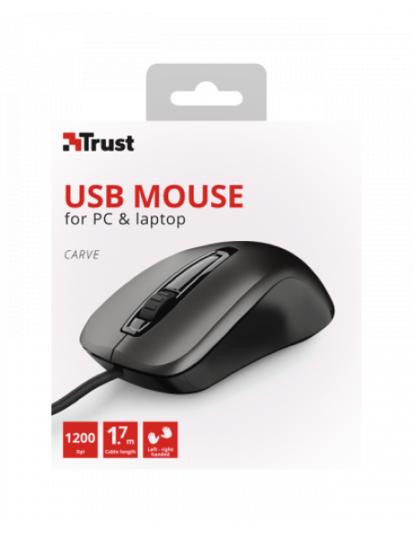 Trust Carve ratón USB tipo A Óptico 1200 DPI Ambidextro