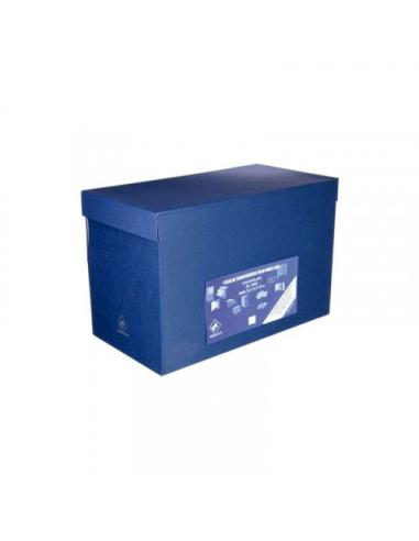 CAJA TRANSFERENCIA FOLIO DOBLE LOMO CARTON FORRADO EN GELTEX (39X25,5X20 CM) AZUL MARIOLA 1689AZ