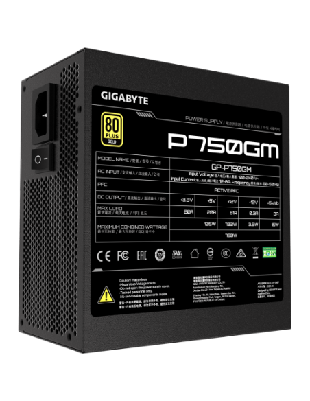 Gigabyte P750GM unidad de fuente de alimentación 750 W 20+4 pin ATX ATX Negro