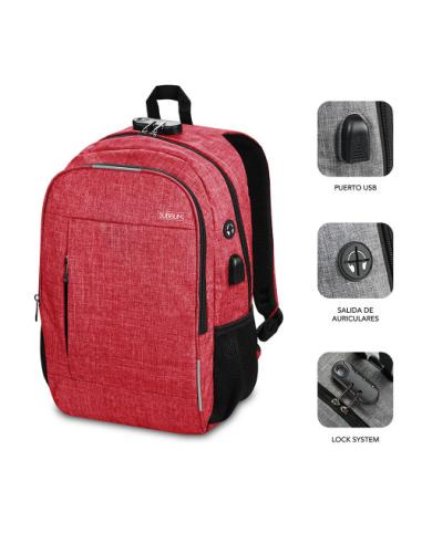 SUBBLIM Mochila para Portátil Urban Lock Backpack 16" Red
