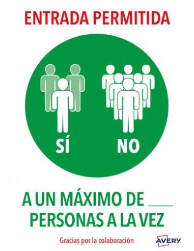 SEÑALES ADHESIVOS PREIMPRESO "ENTRADA PERMITIDA" SOBRE DE 2 HOJAS EN A4 AVERY AV_KITCOVID6_ES