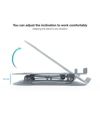 SOPORTE ELEVADOR ALUMINIO AJUSTABLE ERGON PORTATIL TOOQ TQLRS0012-AL-G