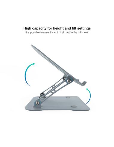 SOPORTE ELEVADOR ALUMINIO AJUSTABLE ERGON PORTATIL TOOQ TQLRS0012-AL-G