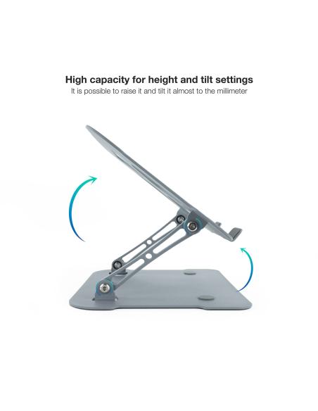 SOPORTE ELEVADOR ALUMINIO AJUSTABLE ERGON PORTATIL TOOQ TQLRS0012-AL-G