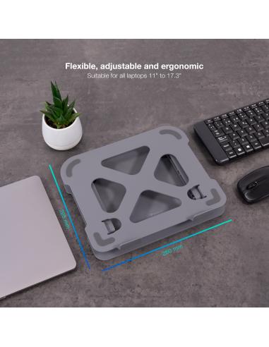 SOPORTE ELEVADOR ALUMINIO AJUSTABLE ERGON PORTATIL TOOQ TQLRS0012-AL-G