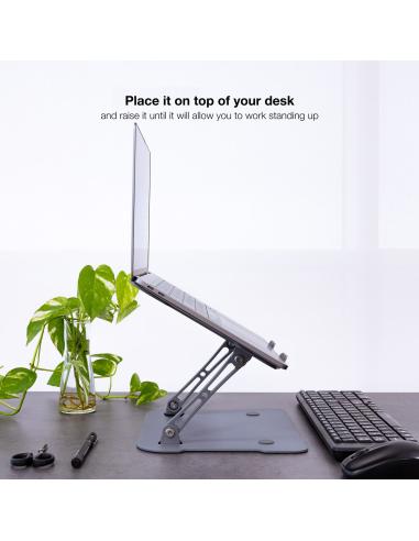 SOPORTE ELEVADOR ALUMINIO AJUSTABLE ERGON PORTATIL TOOQ TQLRS0012-AL-G