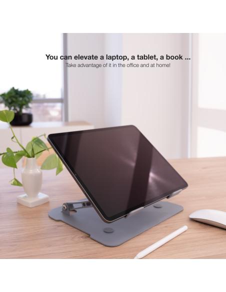 SOPORTE ELEVADOR ALUMINIO AJUSTABLE ERGON PORTATIL TOOQ TQLRS0012-AL-G