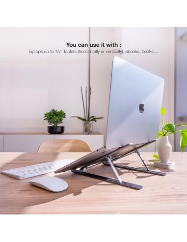 SOPORTE ELEVADOR ALUMINIO PLEGABLE PORTATILES GRIS TOOQ TQLRS0033-AL-G