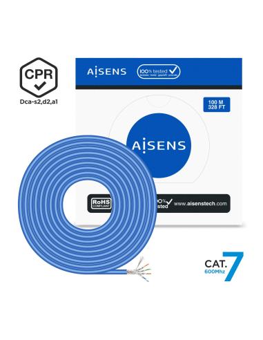 CABLE RED RJ45 LSZH CPR DCA CAT7 600 MHZ SFTP AWG23 AZUL 100M AISENS A146-0664