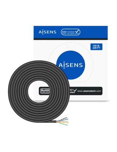 CABLE RED RJ45 CAT.6 UTP RIGIDO CCA AWG23 EXTERIOR NEGRO 100M AISENS A135-0675