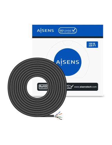 CABLE RED RJ45 CAT.6 FTP RIGIDO AWG24 EXTERIOR NEGRO 100M AISENS A135-0673
