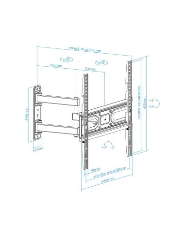 SOPORTE PARED PANTALLAS 32-55 GIRAINCLI NEGRO TOOQ LP7843TN-B