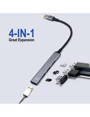 HUB EWENT SLIM EW1144 USB 3.2 CON 4 PUERTOS(3 USB 2.0 Y 1 USB 3.2)