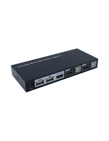 CONMUTADOR KVM HDMI AISENS A111-0400 4K60HZ USB 1U-2PC FUENTE ALIMENTA NEGRO
