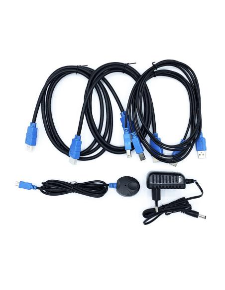 CONMUTADOR KVM HDMI AISENS A111-0400 4K60HZ USB 1U-2PC FUENTE ALIMENTA NEGRO