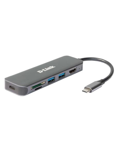 HUB USB-C D-LINK 6 EN 1 USB-C 2*USB3 HDMI LECTOR SD Y MSD DUB-2327
