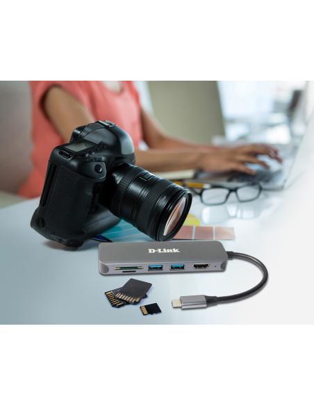 HUB USB-C D-LINK 6 EN 1 USB-C 2*USB3 HDMI LECTOR SD Y MSD DUB-2327