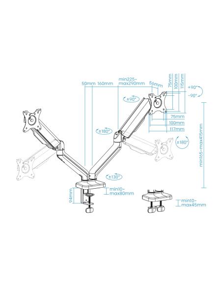 SOPORTE MESA PANT. GIRA INCLI 2 BRAZOS 17-32 NEGRO TOOQ DB5132TNR-B