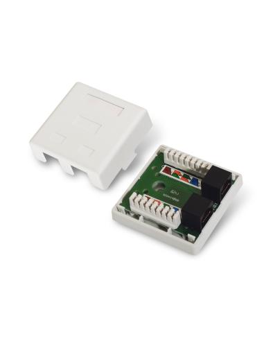 ROSETA DE SUPERFICIE RJ45 CAT.6 UTP 2 TOMAS BLANCO AISENS A139-0302