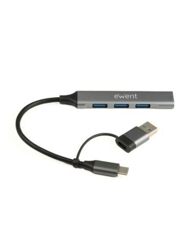 HUB EWENT USB-C + ADAPTADOR USB-A / 1 X USB-A 3.2 GEN1 5 GBPS / 3 X USB-A 2.0 / CARCASA ALUMININIO / CABLE 15 CM / EW1154