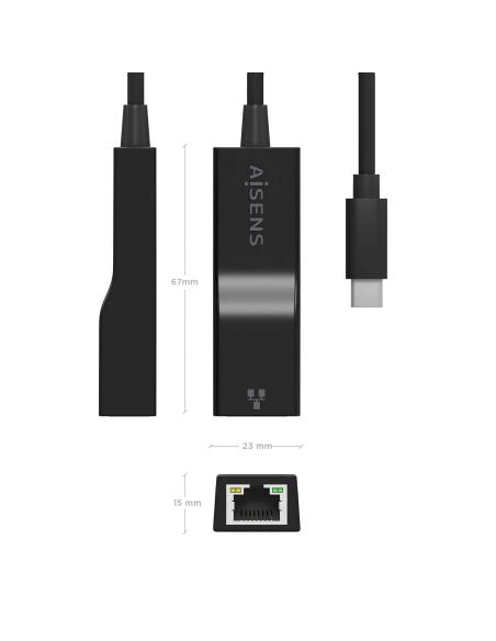 CONVERSOR USB 3.1 GEN1 USB-C A ETHERNET GIGABIT NEGRO 11CM AISENS A109-0765