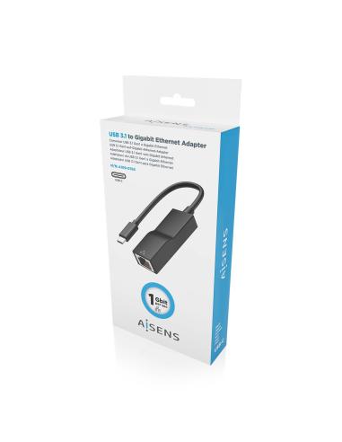 CONVERSOR USB 3.1 GEN1 USB-C A ETHERNET GIGABIT NEGRO 11CM AISENS A109-0765