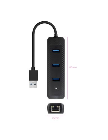 CONVERSOR USB3.0 A ETHERNET 3XUSB3.0 USB-AM-RJ45 NANOCABLE 10.16.4604