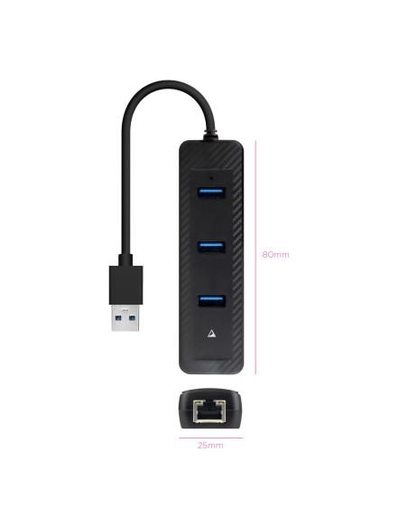 CONVERSOR USB3.0 A ETHERNET 3XUSB3.0 USB-AM-RJ45 NANOCABLE 10.16.4604