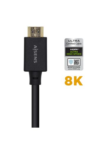 CABLE HDMI CERTIFICADO V2.1 8K 60HZ 48GBPS AM-AM NEGRO 3.0M AISENS A150-0424