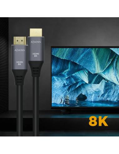 CABLE HDMI V2.1 8K 60HZ 48GBPS AM-AM GRIS NEGRO 1.5M AISENS A150-0427