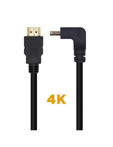 CABLE HDMI V2.0 ACODADO 4K 60HZ 18GBPS AM-AM NEGRO 2.0M AISENS A120-0457
