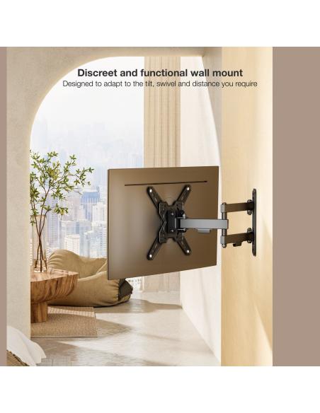 SOPORTE PARED PANTALLAS 13-43 GIRAINCLI NEGRO DOBLE BRAZO TOOQ LP1345TN-B