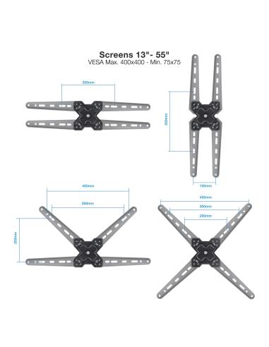 SOPORTE PARED PANTALLAS 13-55 GIRAINCLI 25KG NEGRO TOOQ LP1355TN-B