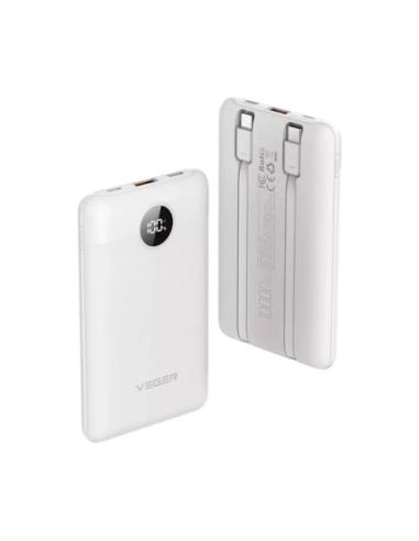 BATERIA POWER BANK VEGER C11 VG-W1170 10000 mAh / CABLES INTEGRADOS USB-C LIGHTNING / BLANCO / VG-W1170-W